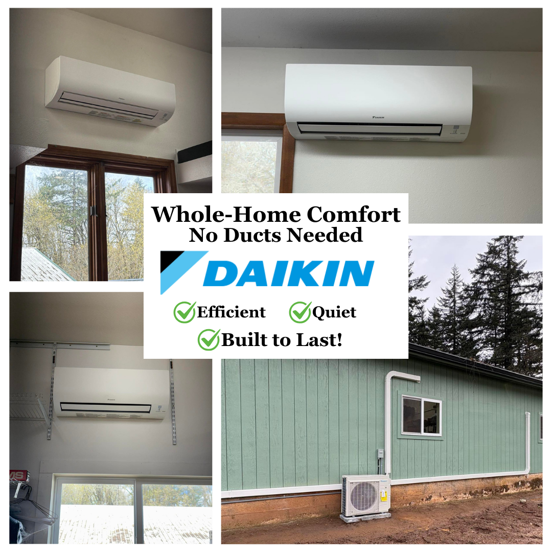 Daikin ductless mini-split systems installed in multiple rooms showing whole-home comfort without ducts