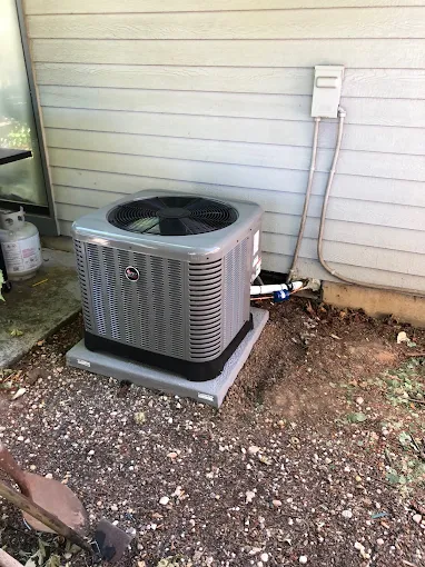 Completed heat pump installation Salem Oregon outdoor unit professional HVAC system setup