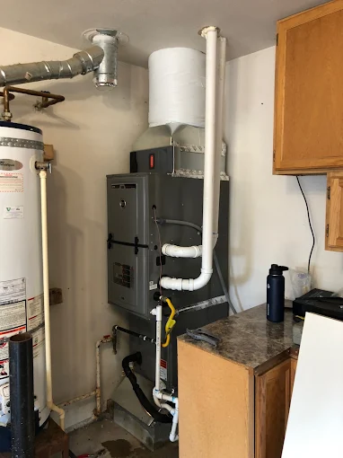 Professional furnace installation Salem Oregon basement utility room HVAC system setup