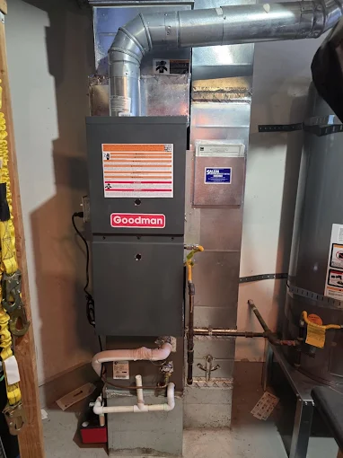 Completed Goodman furnace installation Salem Oregon residential HVAC system professional work